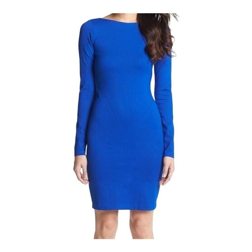 Amanda Uprichard Women's Blue Long Sleeve Ponte Knit Sheath Dress Size Large